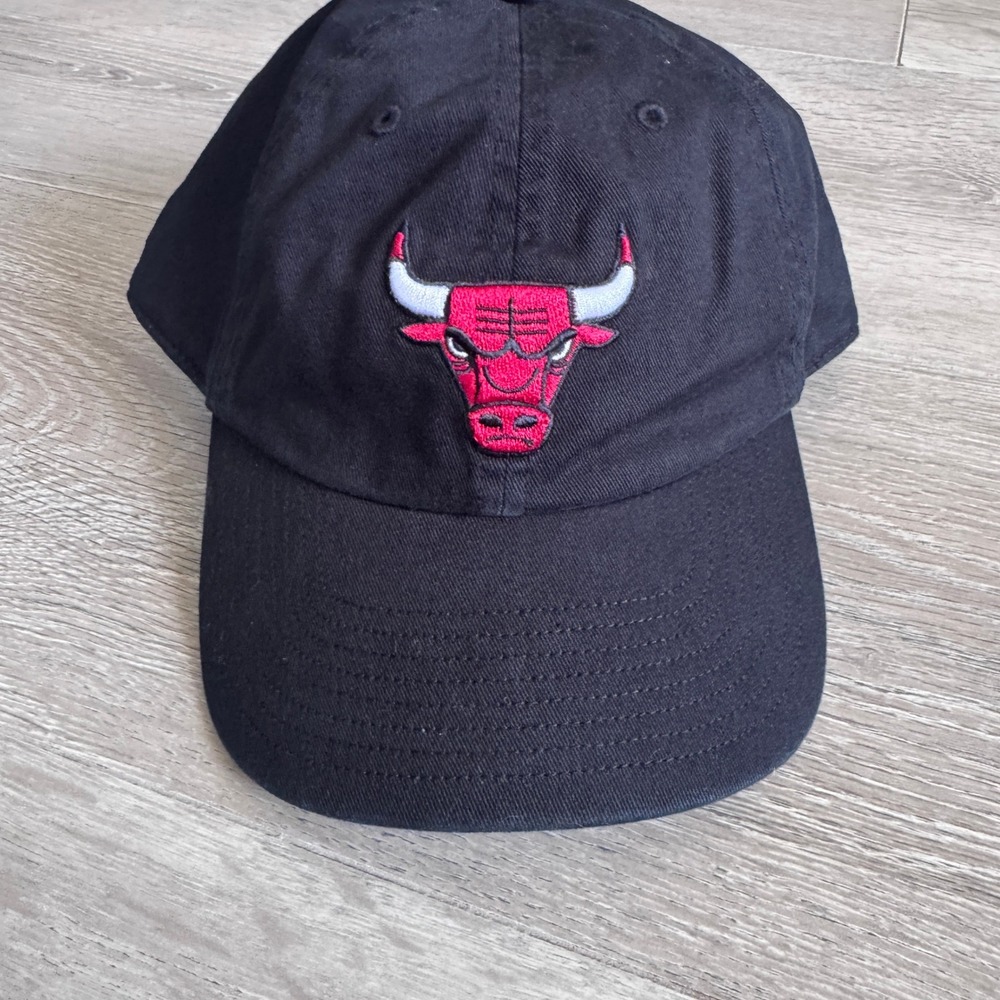 47 Brand Chicago Bulls NBA Black Adjustable Strapback Dad Hat OSFA - Picture 2 of 8